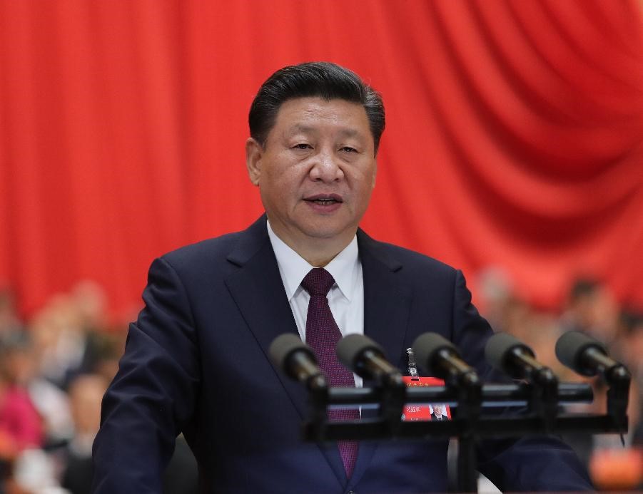 10月18日，習(xí)近平在中國(guó)共產(chǎn)黨第十九次全國(guó)代表大會(huì)上作報(bào)告。
